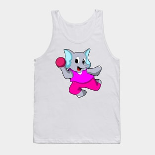 Elephant as Handball player with handball Tank Top